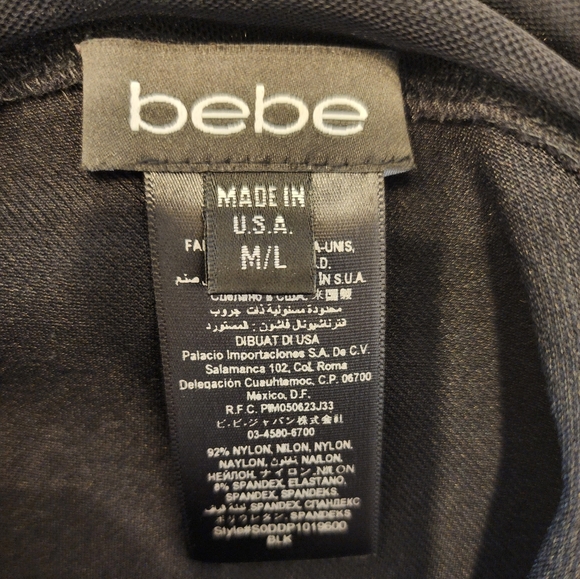 Bebe black party dress, sheer sleeves - Picture 3 of 3